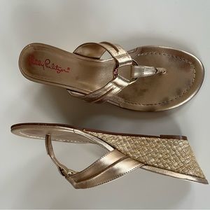 Lilly Pulitzer gold strap sandals 7.5